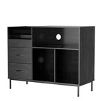 Mobile per giradischi ecologico con coperchio apribile - Armadietto in legno per dischi in vinile con doppia presa di corrente, Adatto per soggiorno, Nero