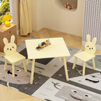Set Tavolo e Sedie per Bambini con 2 Sedie a Coniglio, Tavolo da Attività in Legno per Bambini, Set da Studio e Gioco con Design Animale Carino per la Stanza dei Giochi