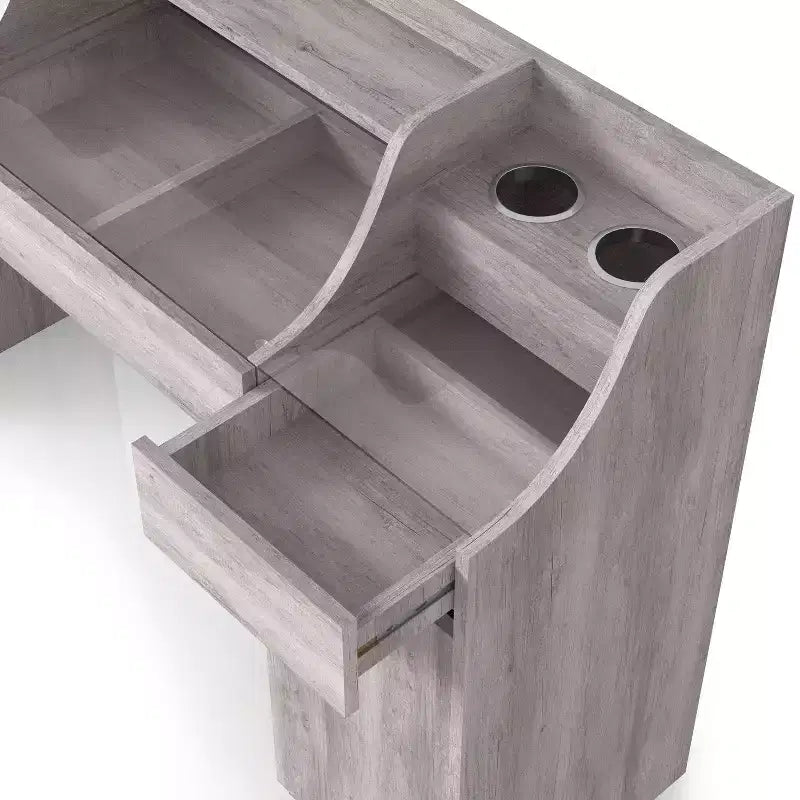 Toeletta da trucco contemporanea Peacemeld da 49" a 3 cassetti con piano in vetro bianco costiero: toeletta da camera da letto con ampio spazio di archiviazione