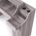 Toeletta da trucco contemporanea Peacemeld da 49" a 3 cassetti con piano in vetro bianco costiero: toeletta da camera da letto con ampio spazio di archiviazione