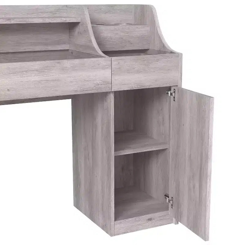 Toeletta da trucco contemporanea Peacemeld da 49" a 3 cassetti con piano in vetro bianco costiero: toeletta da camera da letto con ampio spazio di archiviazione