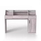 Toeletta da trucco contemporanea Peacemeld da 49" a 3 cassetti con piano in vetro bianco costiero: toeletta da camera da letto con ampio spazio di archiviazione
