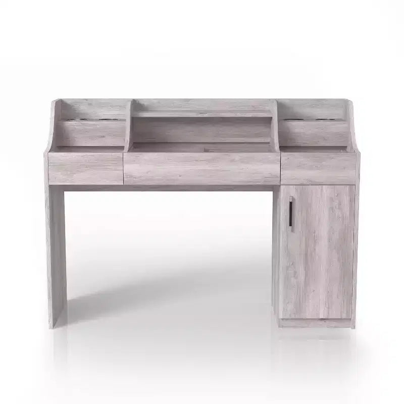 Toeletta da trucco contemporanea Peacemeld da 49" a 3 cassetti con piano in vetro bianco costiero: toeletta da camera da letto con ampio spazio di archiviazione