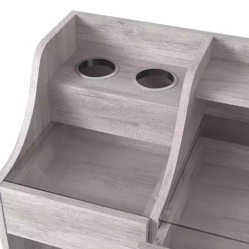 Toeletta da trucco contemporanea Peacemeld da 49" a 3 cassetti con piano in vetro bianco costiero: toeletta da camera da letto con ampio spazio di archiviazione