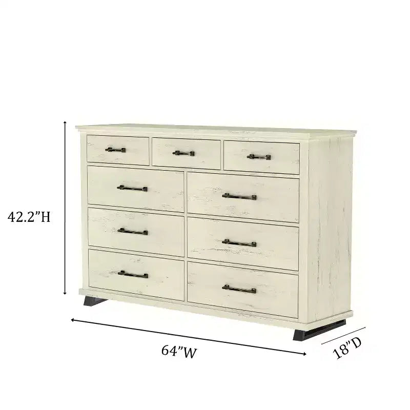 Comò contemporaneo a 9 cassetti 2 pezzi e cassettiera a 5 cassetti da 24 pollici colore bianco sporco effetto taglio sega: Conforme agli standard di sicurezza ASTM, per camera da letto