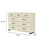 Comò contemporaneo a 9 cassetti 2 pezzi e cassettiera a 5 cassetti da 24 pollici colore bianco sporco effetto taglio sega: Conforme agli standard di sicurezza ASTM, per camera da letto