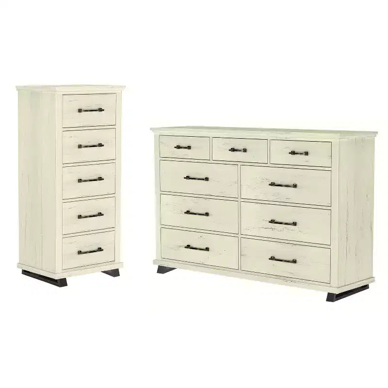 Comò contemporaneo a 9 cassetti 2 pezzi e cassettiera a 5 cassetti da 24 pollici colore bianco sporco effetto taglio sega: Conforme agli standard di sicurezza ASTM, per camera da letto