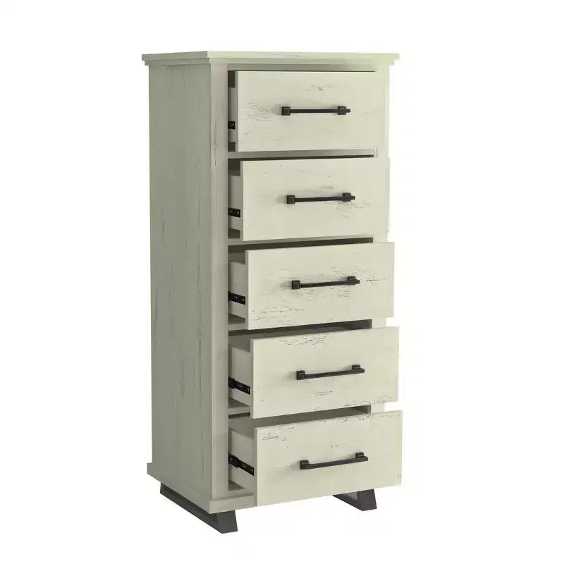 Comò contemporaneo a 9 cassetti 2 pezzi e cassettiera a 5 cassetti da 24 pollici colore bianco sporco effetto taglio sega: Conforme agli standard di sicurezza ASTM, per camera da letto