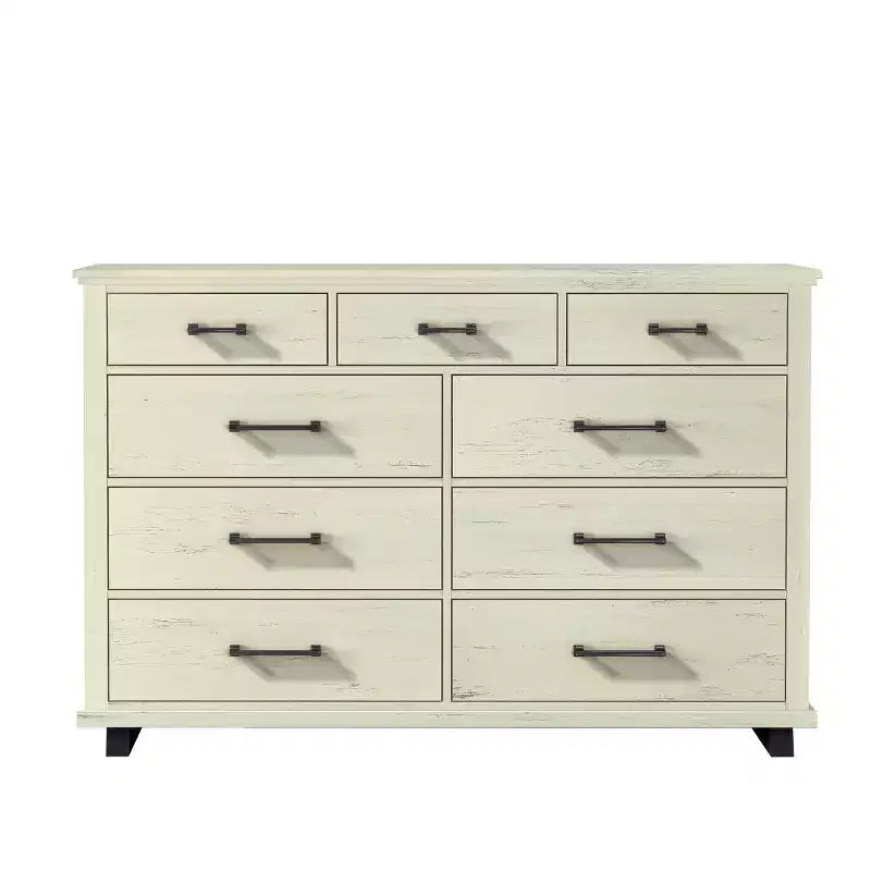 Comò contemporaneo a 9 cassetti 2 pezzi e cassettiera a 5 cassetti da 24 pollici colore bianco sporco effetto taglio sega: Conforme agli standard di sicurezza ASTM, per camera da letto