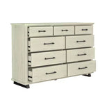 Comò contemporaneo a 9 cassetti 2 pezzi e cassettiera a 5 cassetti da 24 pollici colore bianco sporco effetto taglio sega: Conforme agli standard di sicurezza ASTM, per camera da letto