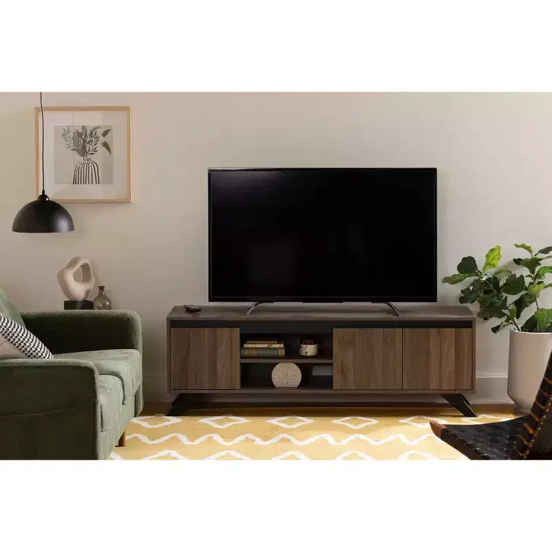 Mobile TV Flam per TV fino a 60" Noce Naturale: Console multimediale in truciolare laminato