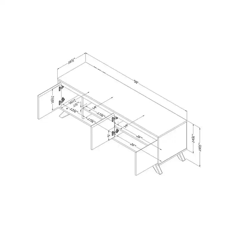 Mobile TV Flam per TV fino a 60" Noce Naturale: Console multimediale in truciolare laminato