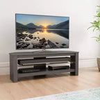 Mobile TV angolare AVF Calibre per TV fino a 55" grigio: Struttura in MDF, ripiani aperti, capacità 40 kg, larghezza 115 cm