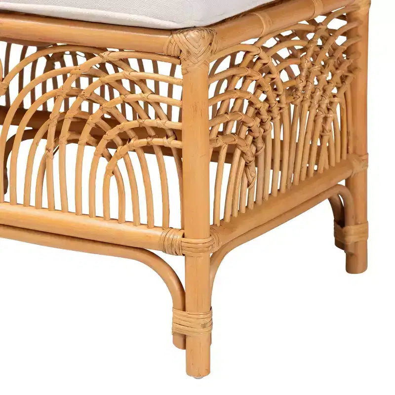 Panca in Rattan Materra Bianco/Miele Chiaro: Poliestere Imbottito, Nessun Montaggio, Pulire a Macchia