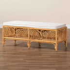 Panca in Rattan Materra Bianco/Miele Chiaro: Poliestere Imbottito, Nessun Montaggio, Pulire a Macchia