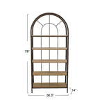 Libreria da 78" con struttura in metallo: 5 ripiani in legno di abete, design salvaspazio, struttura in ferro, 36,5" di lunghezza