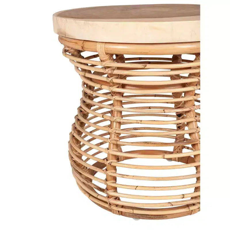 Tavolino Orinda con piano in legno 22.44" Orientale: Nessun assemblaggio richiesto, Legno di mango, Struttura in rattan