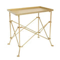 Storied Home Wood and Marble Trestle End Accent Table White/Walnut/Gold: Chic Rectangular Side Piece for Living Room