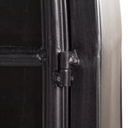 Armadietto Decorativo ad Arco da 193 cm Nero: Struttura in Ferro, Superficie in Vetro, Ripiani Fissi