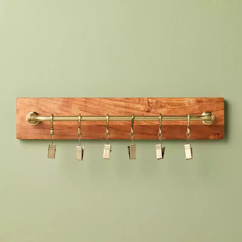 Brass and Wood Wall Rail with Clips - Hearth & Hand™ with Magnolia