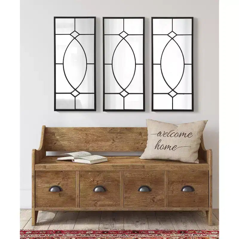 Specchio decorativo rettangolare in metallo Bakersfield, 13x3, Nero