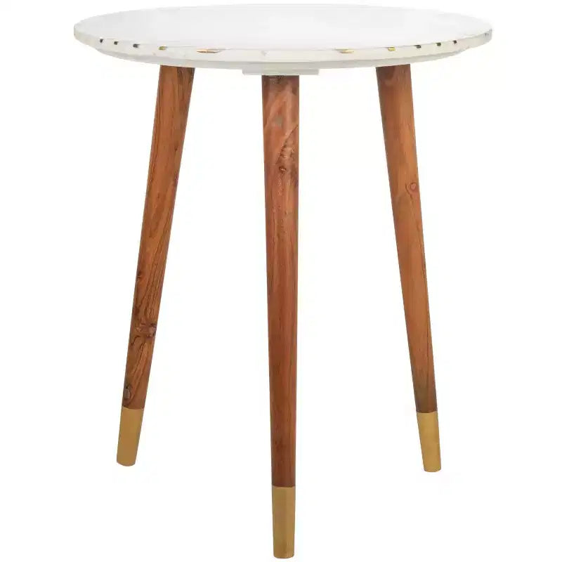 Tavolino d'appoggio Valerie in marmo - ACC7202 - Bianco/Ottone