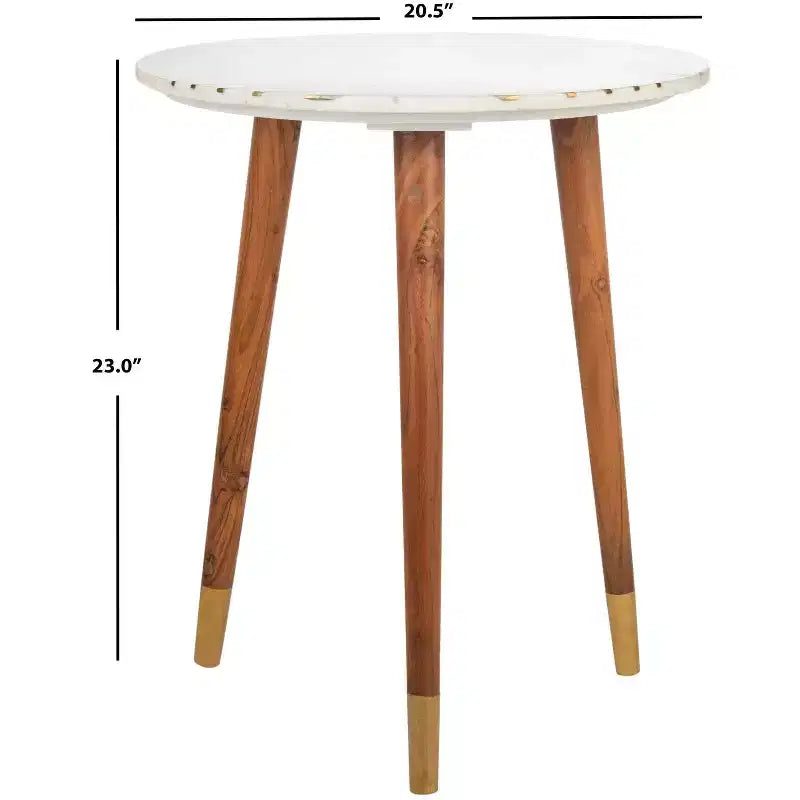 Tavolino d'appoggio Valerie in marmo - ACC7202 - Bianco/Ottone