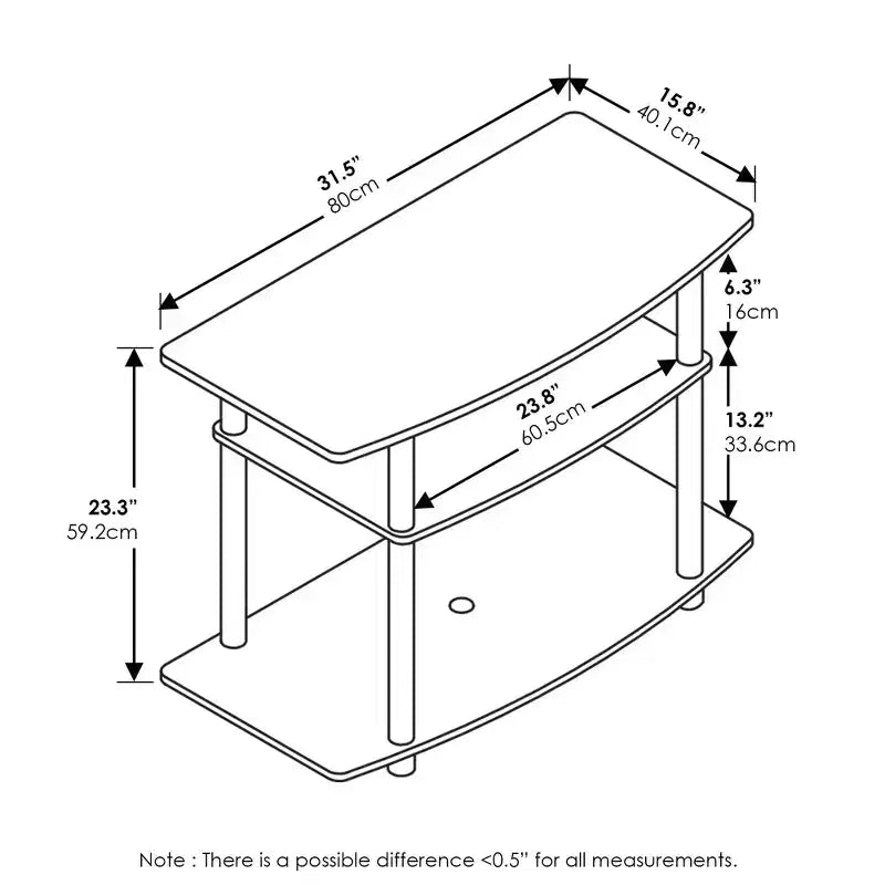 Furinno Mobile TV a 3 ripiani Console Tavolino Centro di Intrattenimento per TV fino a 32"