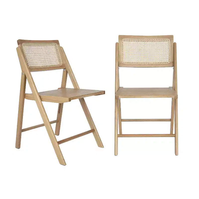 Merrick Lane Set di 2 sedie pieghevoli in rattan con canna d'India