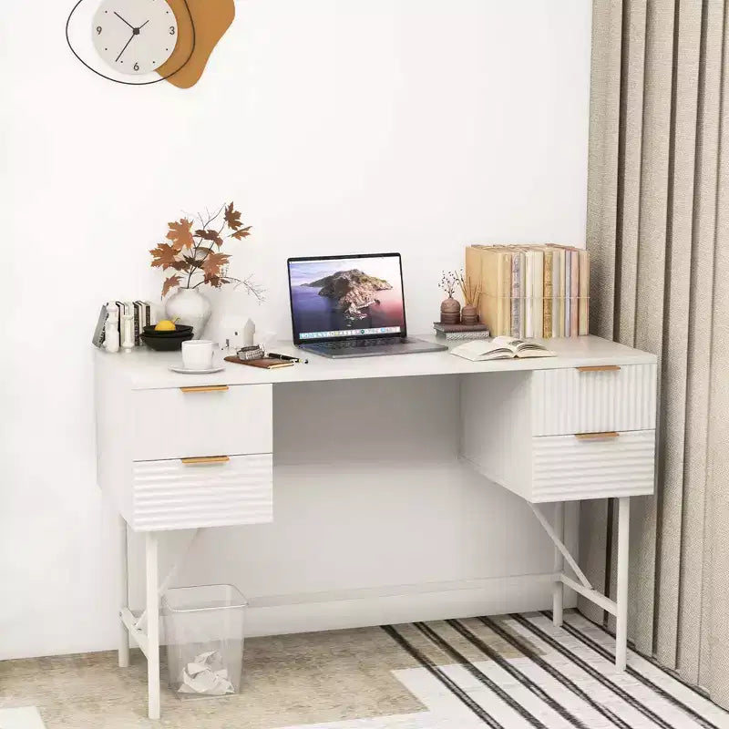Scrivania per computer da 122 cm con 4 cassetti, struttura in metallo, moderna per studio/scrittura