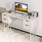 Scrivania per computer da 122 cm con 4 cassetti, struttura in metallo, moderna per studio/scrittura