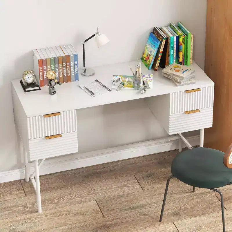 Scrivania per computer da 122 cm con 4 cassetti, struttura in metallo, moderna per studio/scrittura