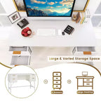 Scrivania per computer da 122 cm con 4 cassetti, struttura in metallo, moderna per studio/scrittura
