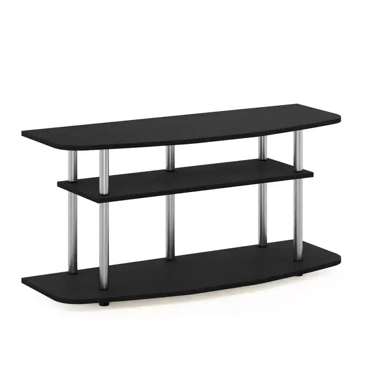 Mobile TV a 3 ripiani senza attrezzi, centro multimediale, supporto TV fino a 46", rovere nero