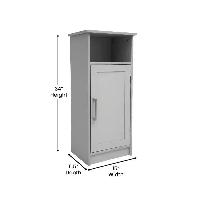 Mobiletto portaoggetti da bagno Vega con anta a chiusura magnetica, ripiano regolabile interno e ripiano superiore aperto