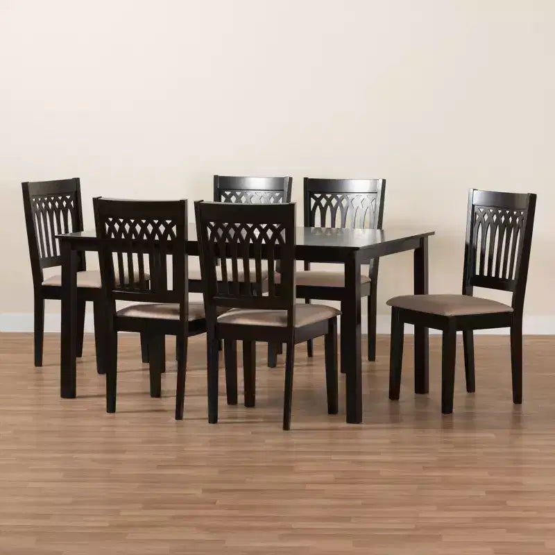 Set da pranzo moderno Genesis Baxton Studio in tessuto e legno