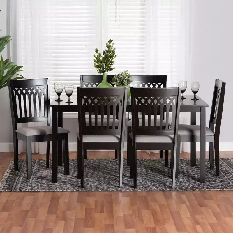 Baxton Studio Genesis Modern Fabric Wood Dining Set