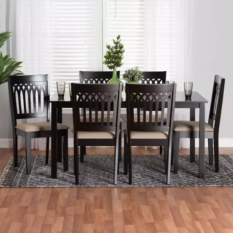 Set da pranzo moderno Genesis Baxton Studio in tessuto e legno