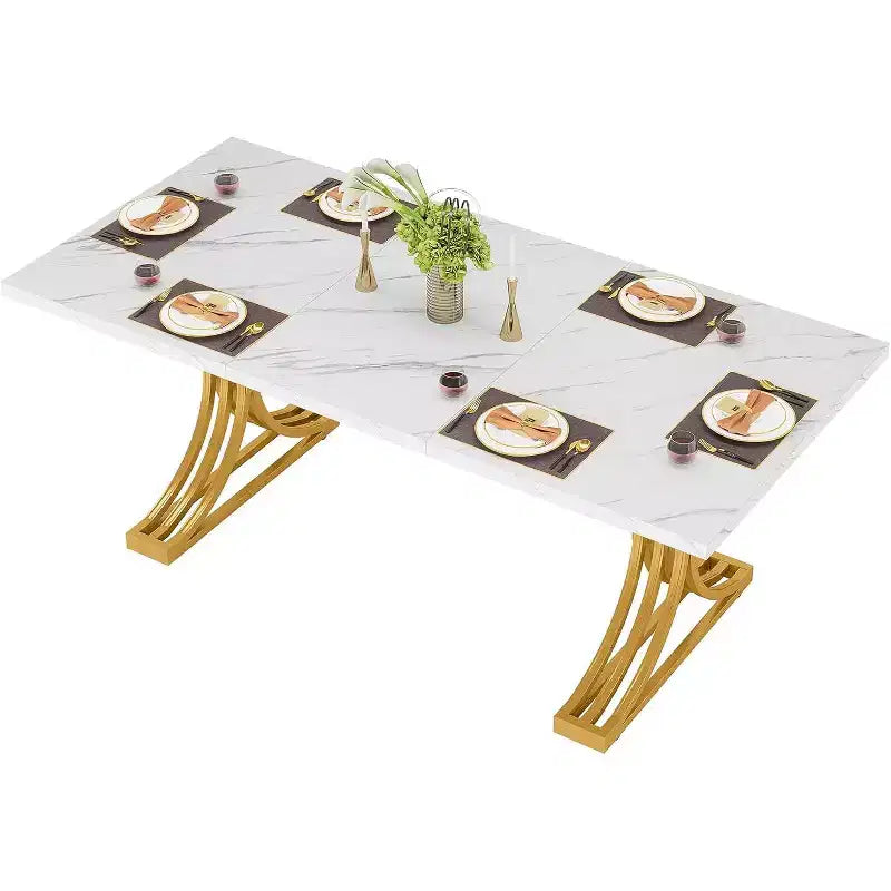 Lantine 63-inch Rectangular Dining Table for 4 to 6, Modern Dinner Table for Dining Room, Kitchen, Living Room