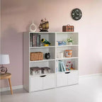 Scaffale/Libreria aperta a 3 ripiani da 47" con mobiletto a 2 ante e 1 ripiano regolabile – Ideale per ufficio, soggiorno, aula