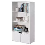 Scaffale/Libreria aperta a 3 ripiani da 47" con mobiletto a 2 ante e 1 ripiano regolabile – Ideale per ufficio, soggiorno, aula