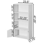 Scaffale/Libreria aperta a 3 ripiani da 47" con mobiletto a 2 ante e 1 ripiano regolabile – Ideale per ufficio, soggiorno, aula