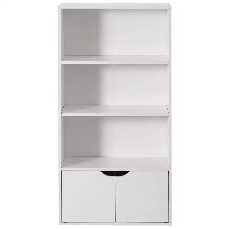 Scaffale/Libreria aperta a 3 ripiani da 47" con mobiletto a 2 ante e 1 ripiano regolabile – Ideale per ufficio, soggiorno, aula