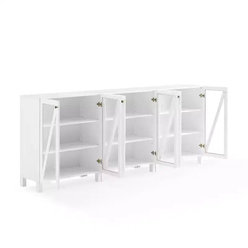 Crosley 90" Cassai Set di 3 Credenze-Dispense da Cucina Stile Fattoria Moderna, Ripiani Regolabili